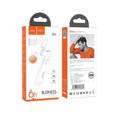Wireless Bluetooth Carneture Hoco E63, BT5.0, 70 mAh, microphone, white-4