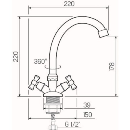 Kitchen mixer "RMS" SL118-271F, two-wound, zinc, chrome-3
