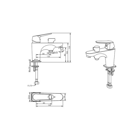 ESKO New York Ny 53 bathtub, built into 1 hole, chromium color-1