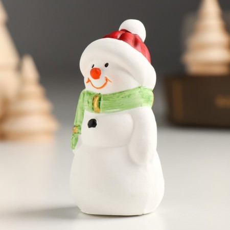 Souvenir Ceramics "Snowman in a red hat and green scarf" MIX 3.5x2.8x6.5 cm-4
