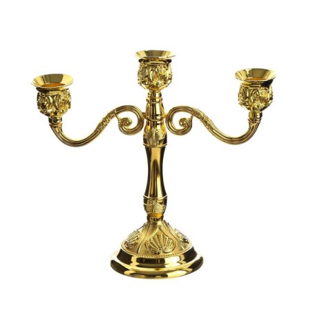 Summary Metal for 3 candles "Carved leaf" Color gold 18x20.5x8.5 cm-5