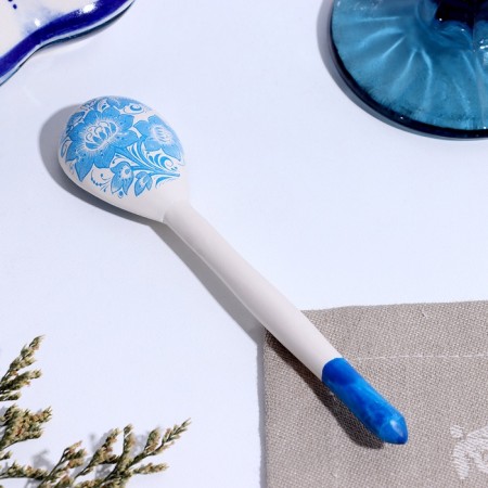A teaspoon spoon with painting "Gzhel", 14.7 × 3.5 cm, mix-1