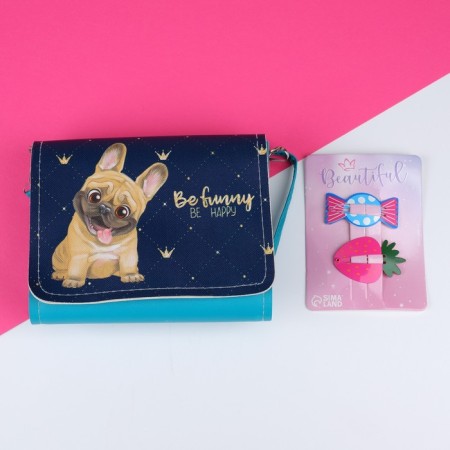 Gift set for the girl "Best Friend", a bag with hairpins, blue-4