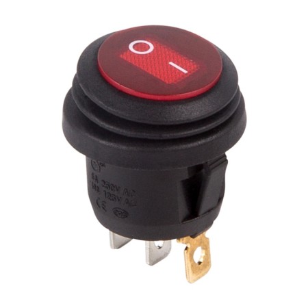 Round keyboard 250V 6A (3C) On-off Red with backlight moisture protection Rexant