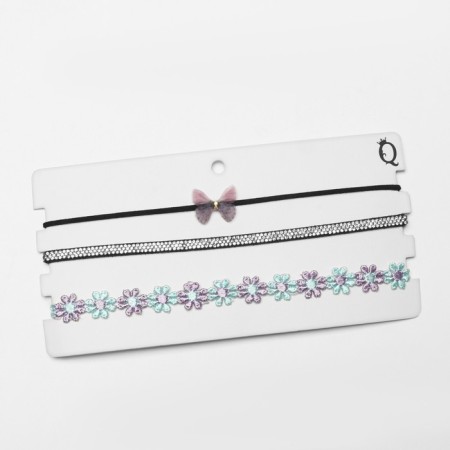Choker "Trio" flowers and bow (set of 3 pcs.), Color, 32 cm