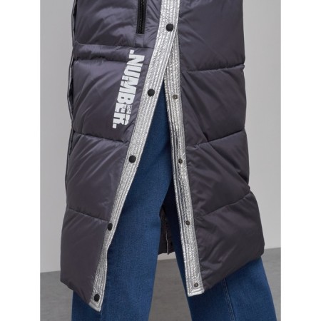 Coat insulated winter female, size 44, dark purple color-14