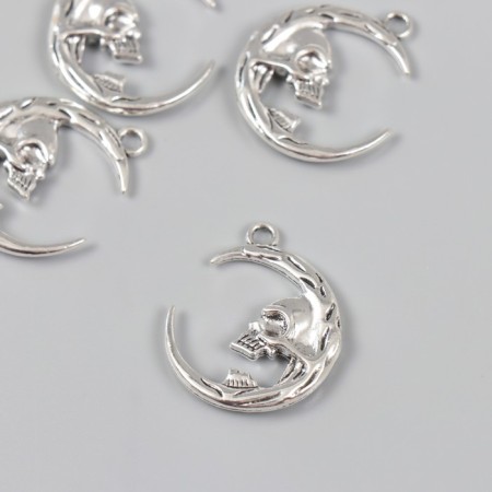 Decor for creativity Metal "Skull in the month" silver 2.7x2.2 cm-1