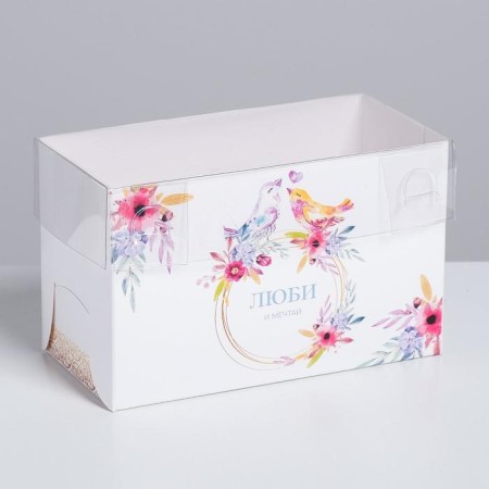 Capcake box, confectionery packaging, 2 cells “Love and Dream”, 16 x 8 x 10 cm
