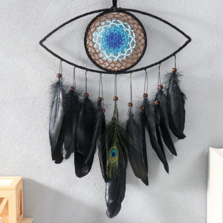 Dreams "Eye from the evil eye with a peacock pen" Black 30x60 cm