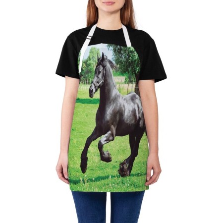 Apron kitchen with a photo print "Horse on a walk", adjustable, size OS