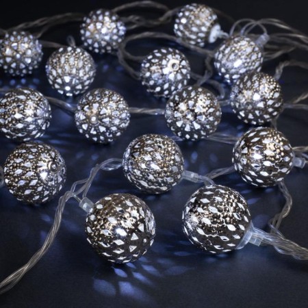 Garland “thread” 4 m with nozzles “ball with a pattern”, IP20, transparent thread, 20 LED, white glow, 8 modes, 220 V