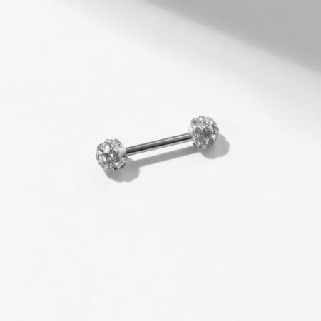 Piercing in the eyebrow "Shambhala", l = 10 mm, white color in silver-1