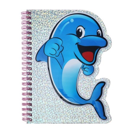 Figure notebook 48 sheets, A6, line, on the crest, holography, voluminous applique "animals", mix-2