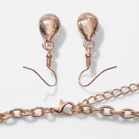 Set 2 objects: earrings, necklace "magnificent eyelids" flowers, emerald color in gold, 42cm-1