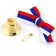 A bell on a pin with a bow for graduation, tricolor, d = 2.6 cm