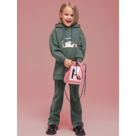 Sweatshirt for girls, height 134 cm, khaki color-11