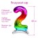 Foil ball 32 “number 2”, on a stand, rainbow