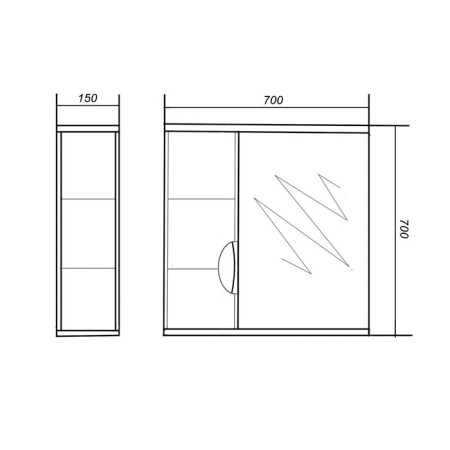 Cabinet-mirror modern left 70 15 cm x 70 cm x 70 cm-1