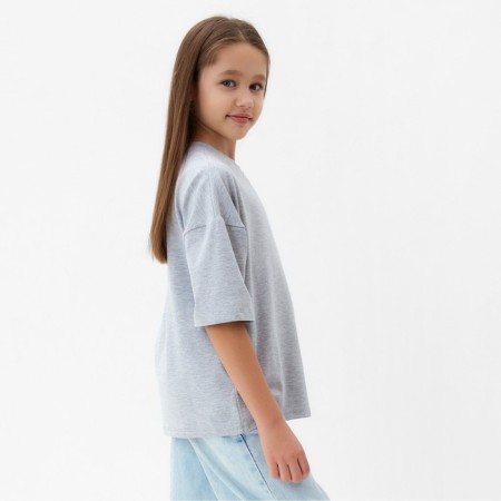 T -shirt Children's Minaku: Basic Line Kids, color gray melange, height 152 cm-2