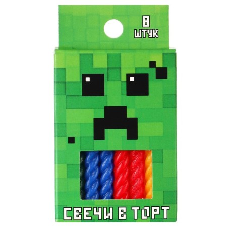 Set of candles for the cake "Happy Birthday", 8 pieces, minecraft-2