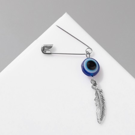 Pin-shaped pins "from the evil eye" feather, blue color in silver-2