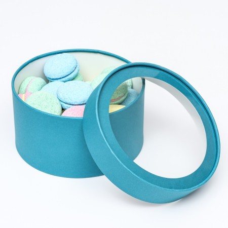 Gift box "Wewak" blue-grass, hooked with a window, 18 x 10 cm-2