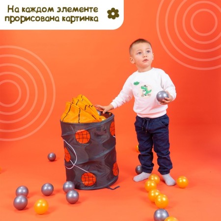 Balls for a dry pool with a pattern, ball diameter 7.5 cm, set 50 pieces, metallic color-4