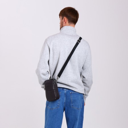 Men's bag over the shoulder, Textura, artificial leather, brown color-4