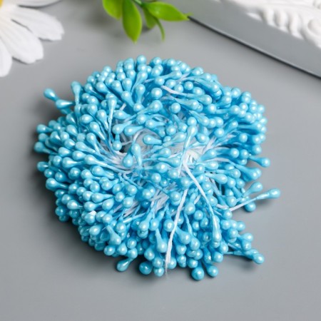 Stamens for flowers "droplets gloss light blue" set 300 pcs length 6 cm-1