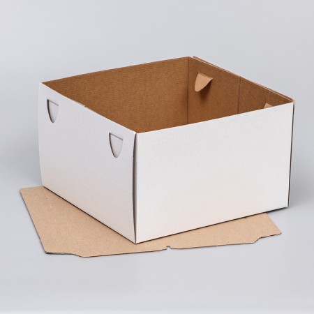 Box for a cake with a window, "cake", with an enhanced bottom, white, 30 x 30 x 19 cm-3