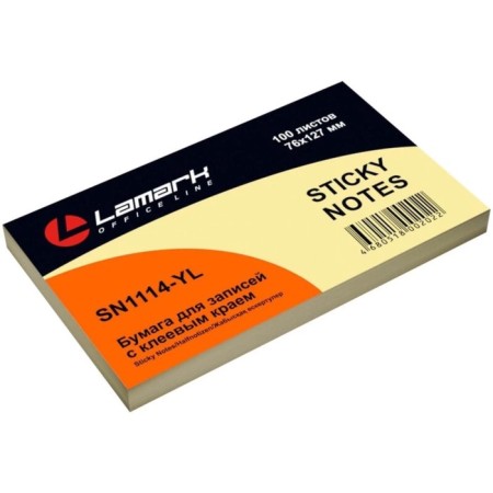 Block with a sticky edge Lamark Pastel, 127 × 76 mm, 100 sheets, yellow