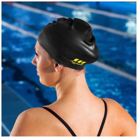 Hat of swimming adult Onlytop, silicone, girth 54-60 cm, black color-4