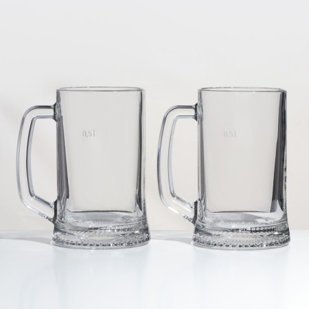 A set of glass mugs “TIME TIME. Beer mug ", 500 ml, 2 pcs