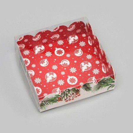 Cookie box, confectionery packaging, "gifts with gifts", 9 x 9 x 3 cm, new year-1