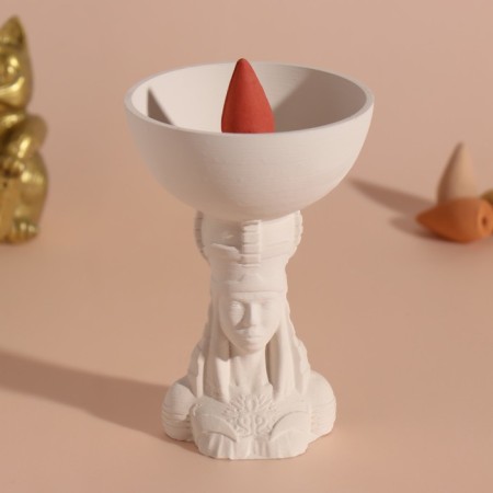 Stand for incense "Egyptian" height 10cm, diameter 7cm white