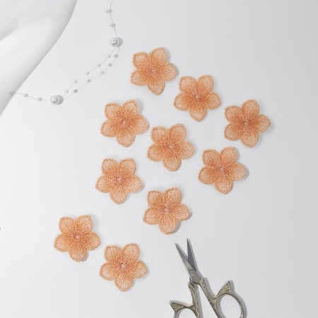 Knitted elements "Two -color flowers", 3.5 × 3.7 cm, 10 pcs, peach color-1