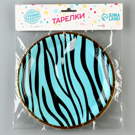 Paper “strips” plates, 6 pcs, blue color-3