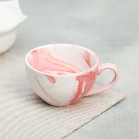 Ceramic gift set “I love”: a mug of 120 ml, a saucer, a pink color-2