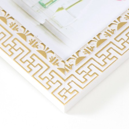 Photo frame plastic 10x15 cm "Greek patterns" gold on white 18.5x13.5 cm-3