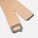 Women's belt, width 6 cm, metal buckle, beige color