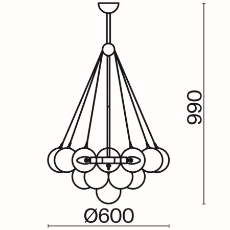 Suspended lamp Fiesta, 6xe14, color chrome-5