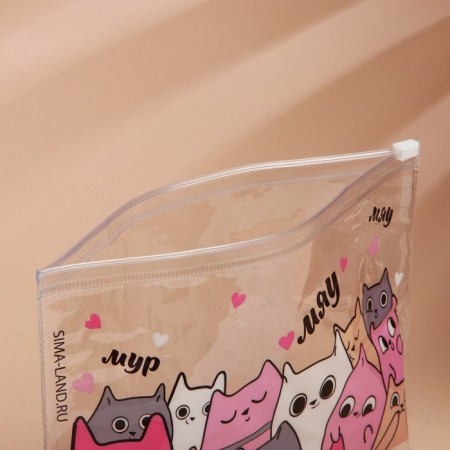 Cosmetic bag from transparent PVC 21 x2 x14 cm "cats"-2