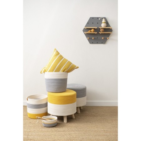 Pouff Devy, 400 × 400 × 400 mm, beige / mustard color-7