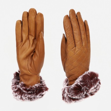 Female gloves, size 7.5, with insulation, beige color