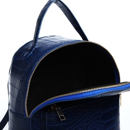 Women's backpack made of artificial leather with lightning, 1 pocket, blue color-4