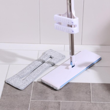 Swabir with spin and brush, 2 microfiber nozzles 38 × 12 cm, steel handle 136 cm-6