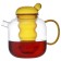 Glass kettle with two cups, yellow color, 1.2 l