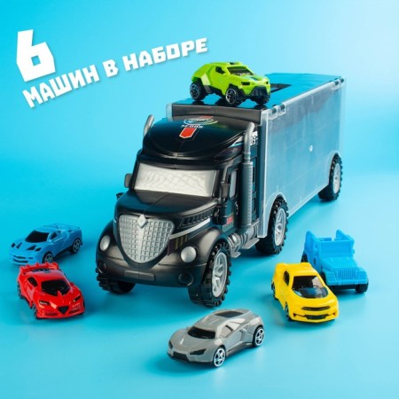 Carrier truck, with 6 racing cars-6
