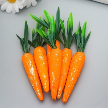 Easter decor "Carrots with golden sparkles" set of 6 pcs 10 cm