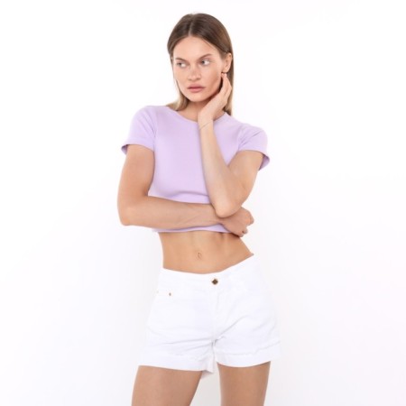 Women's T -shirt shortened, lavender color, size 46 (l)-2